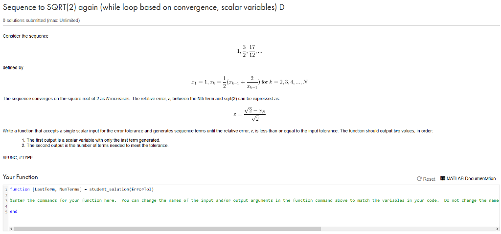 Sequence to SQRT(2) again (while loop based on convergence, scalar variables) D