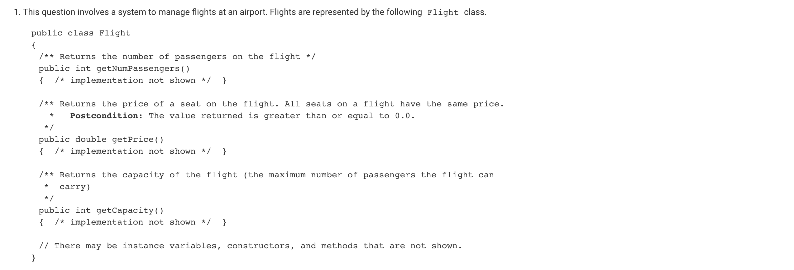  **JAVA** Fill in both classes - Flight and Airport with all
