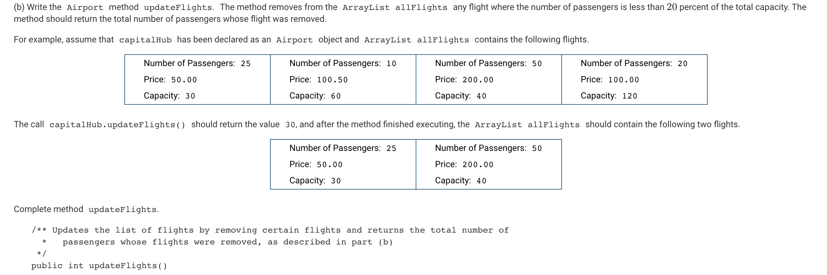 class Flight { /** Returns the number of passengers on the flight