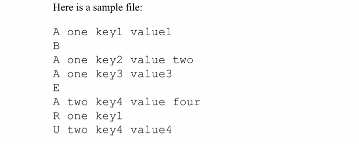 Write a program that processes batch requests for updating simple databases. (Imagine