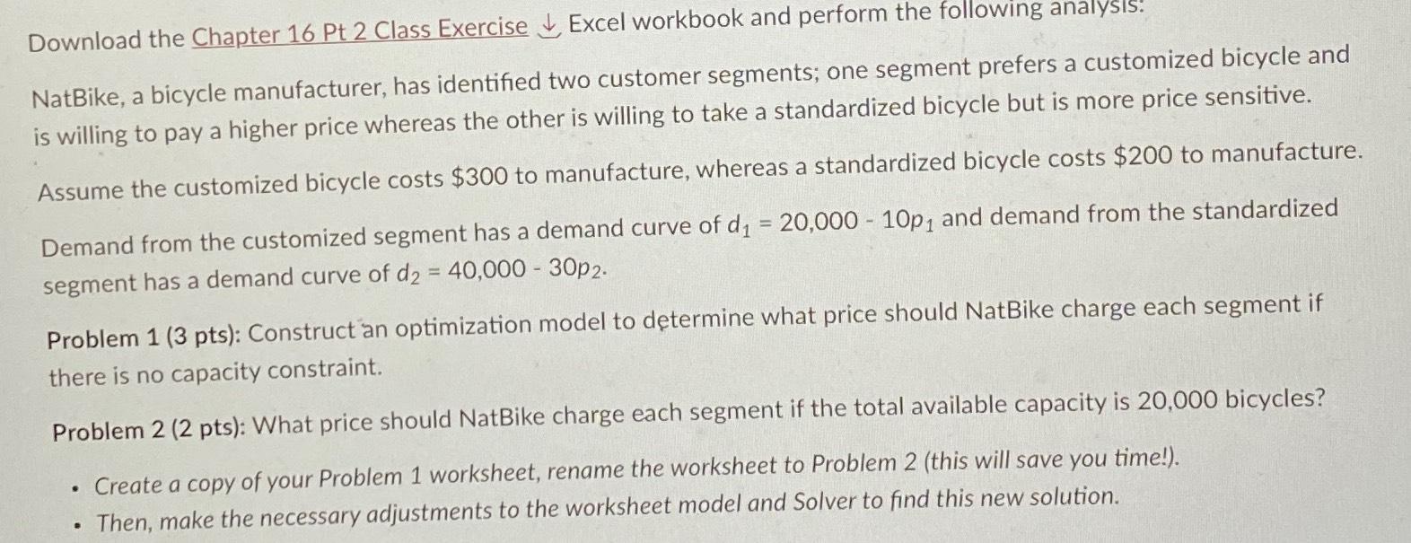  Download the Chapter 16 Pt 2 Class Exercise darr Excel workbook