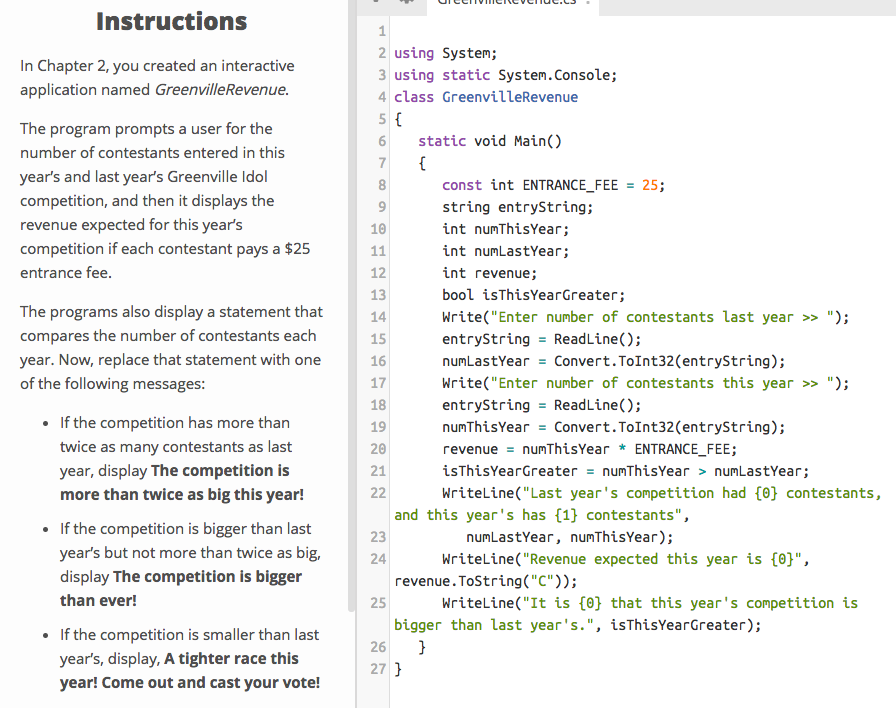 Need help in C# coding. Instructions are in the picture. Instructions 1