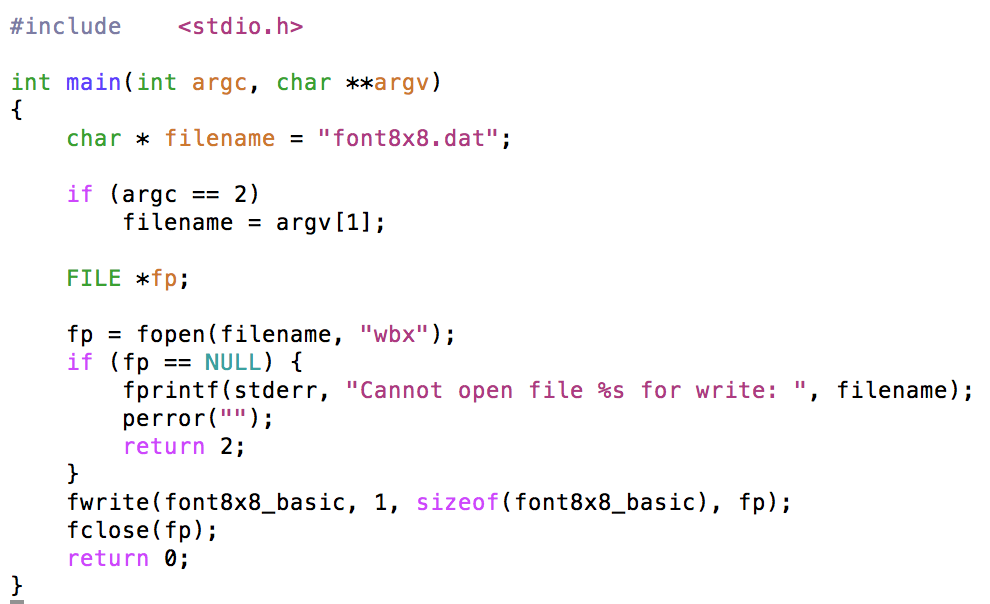 be shown on the line and fp points to an opened font