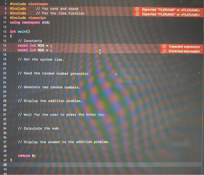  need help adding the missing C++ statements to make it work.