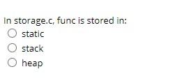 echo points to is stored in: O static stack heap In storage.c,