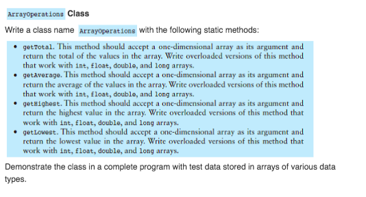  Arrayoperations Class Write a class name Arrayoperations with the following static