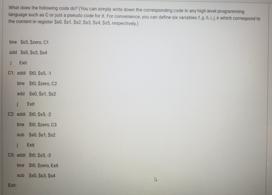 undefined What does the following code do? (You can simply write down