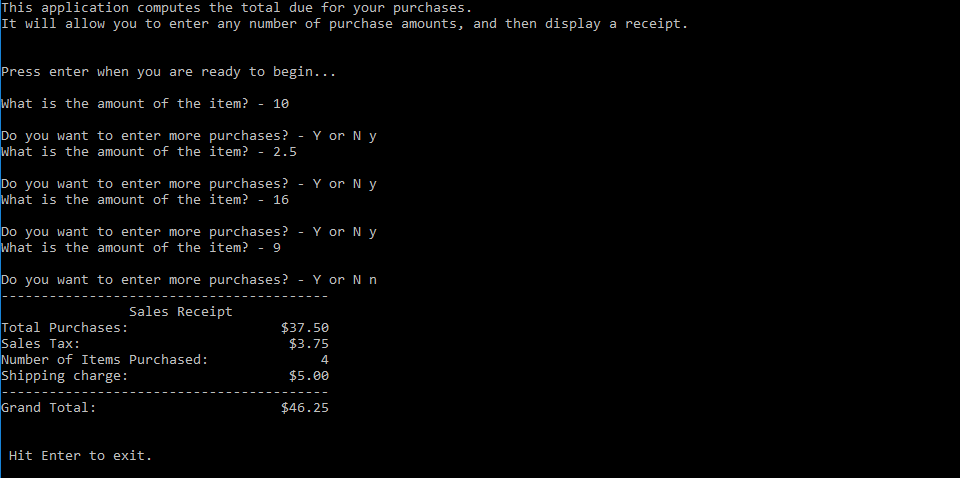 Your task is to create a console application that allows for the