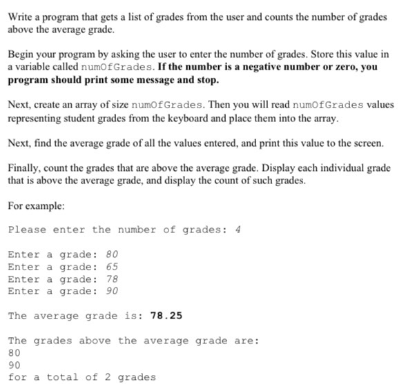 Please can the code be in Java Write a program that gets