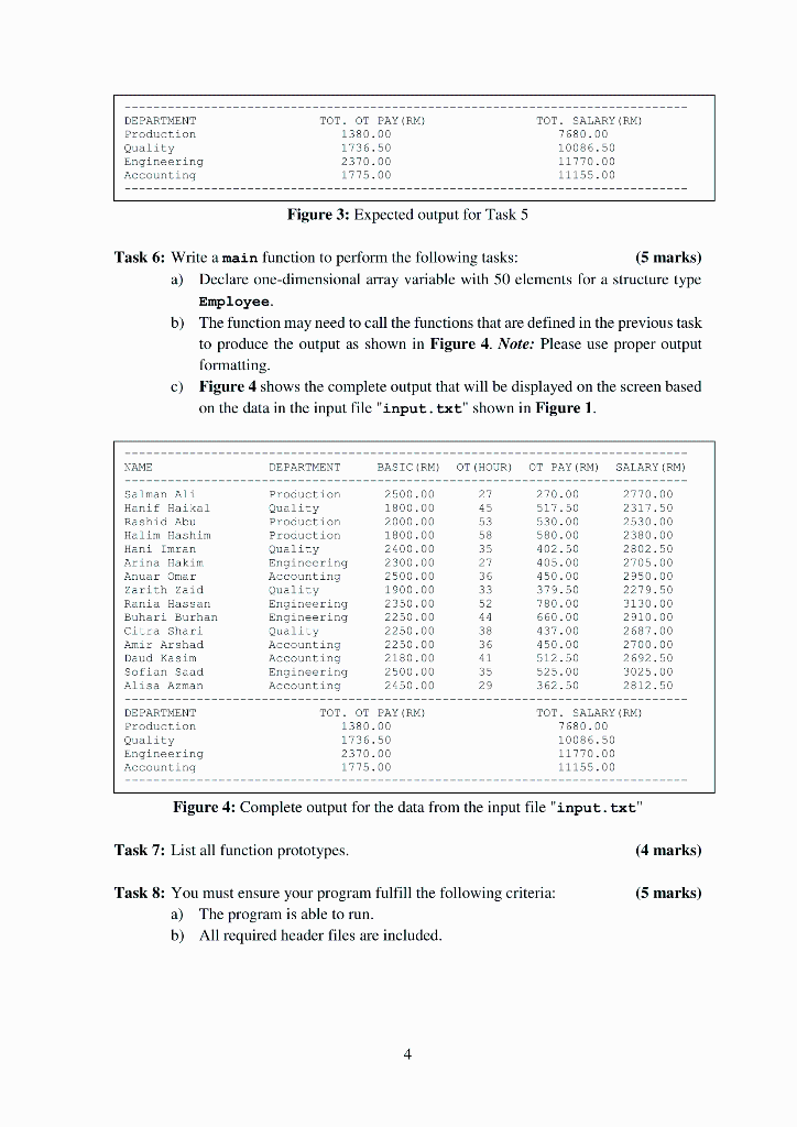 calculate the salary of each employee and the total salary to be