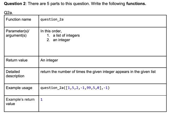 URGENT!! Python Question: Question 2: There are 5 parts to this question.