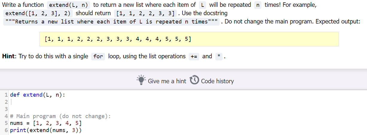 Python code using for loop and += and *. Write a function