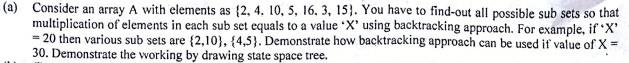 Backtracking Question of Data Structures and Algorithms (a) Consider an array
