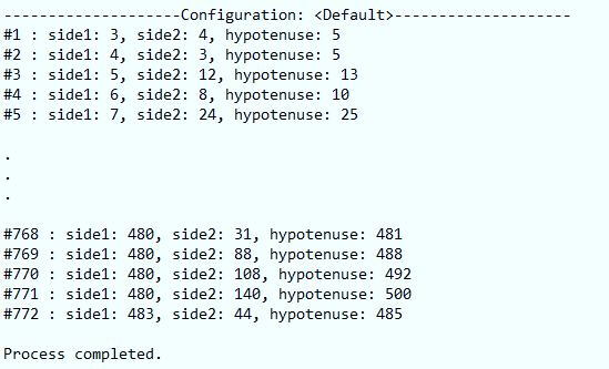 Write a Java application Project2_PythagoreanTriples_YourName.java to find all Pythagorean triples for side1,