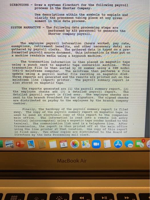  draw a flowchart for payroll DIRECTIONS - Draw a systems flowchart