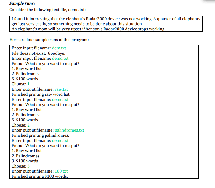 can read words from a text file, parse those words (such as