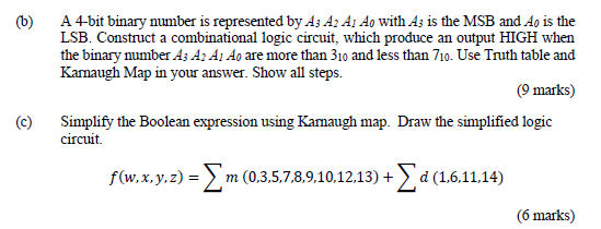  (6) c A 4-bit binary number is represented by A3 A3