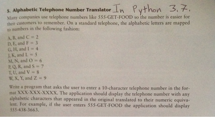  Python 3 . 7 s. Alphabetic Telephone Number Translator In Many