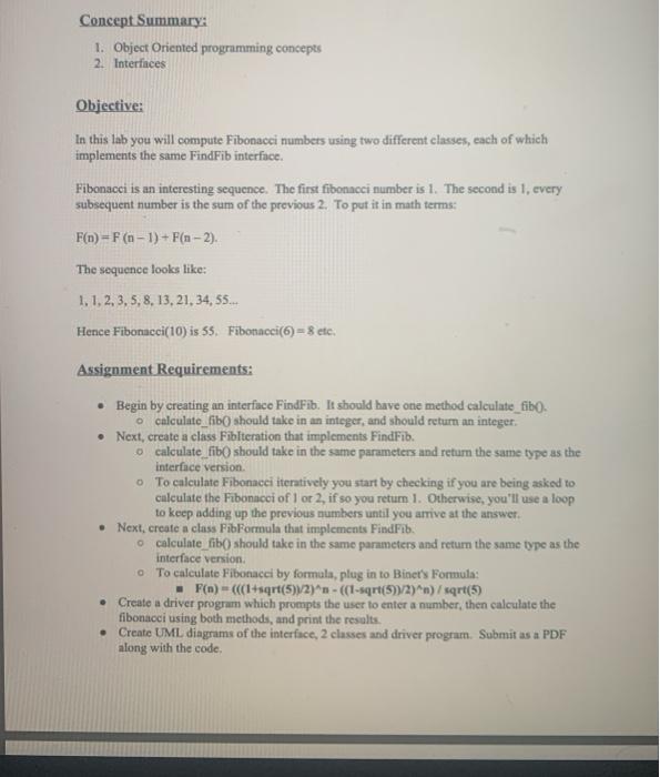  C# Please Concept Summary: 1. Object Oriented programming concepts 2. Interfaces