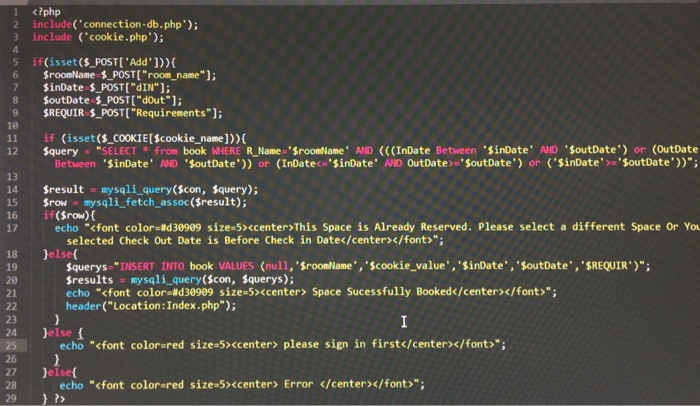  This code is for inserting booking information in tabel book. This