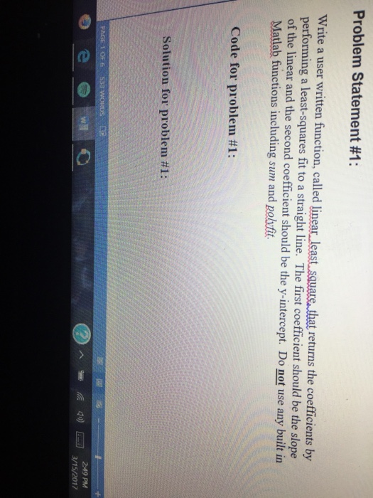  Write a user written function, called linear. Least .square that returns