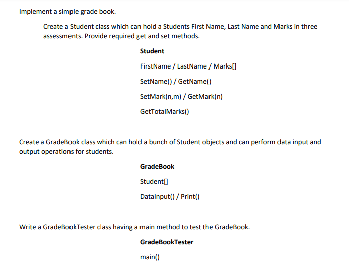 Java program 3 tests in total n = test number m= marks