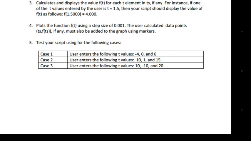 Constructs; Loops, Plotting Consider the piecewise function f(t) defined over the domain