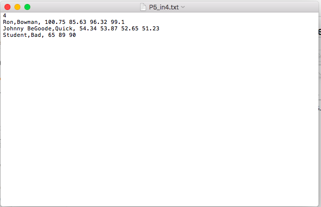Open a user specified (user enters in the name) input file. Verify