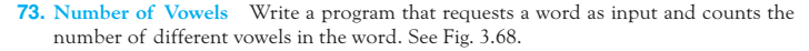Using python, write code for problem. 73. Number of Vowels Write a