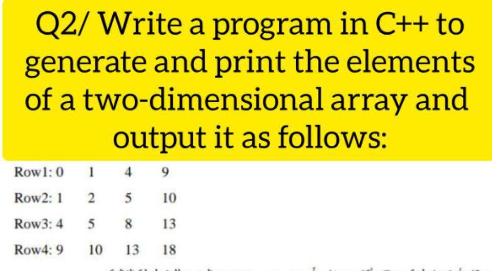 I need the answer as soon as possible Q2/ Write a program