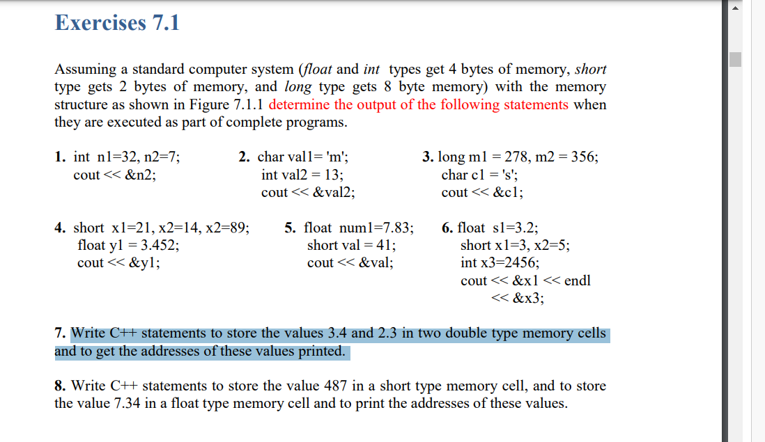  Assuming a standard computer system (float and int types get 4