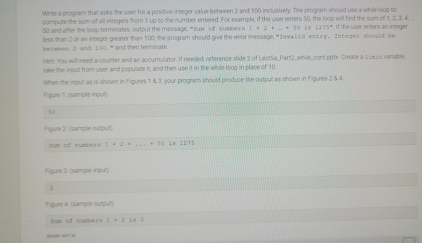 output Invalid entry. Integer should be between 2 and 100. 2: Compare