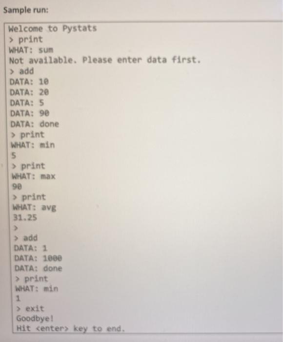 variables Computing sum, min, max, and average Description: You will write a