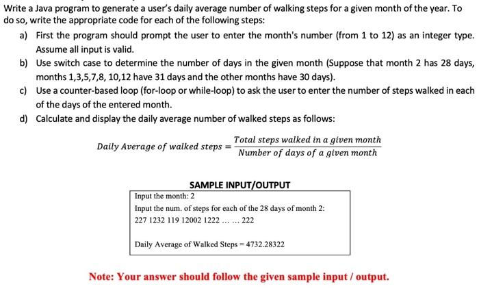 java1 Write a Java program to generate a user's daily average number