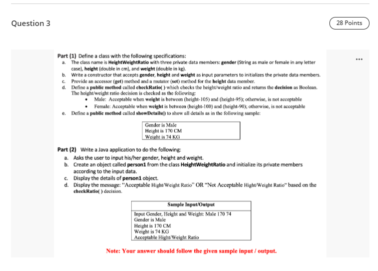 need help fast plz Question 3 28 Points ... Part (1) Define