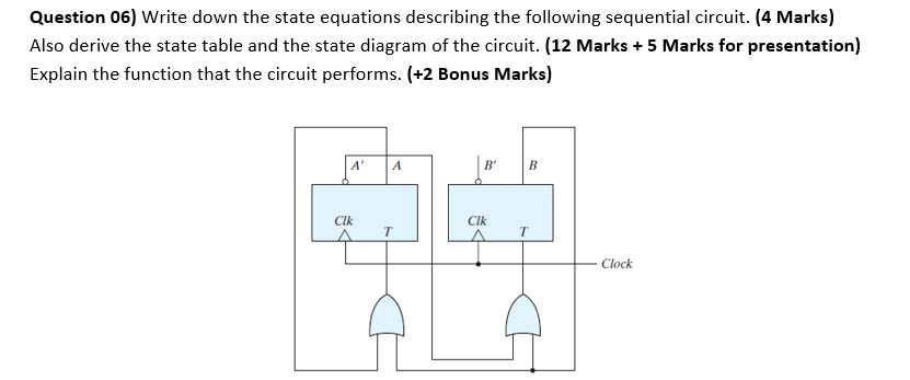 Question 06) Write down the state equations describing the following sequential