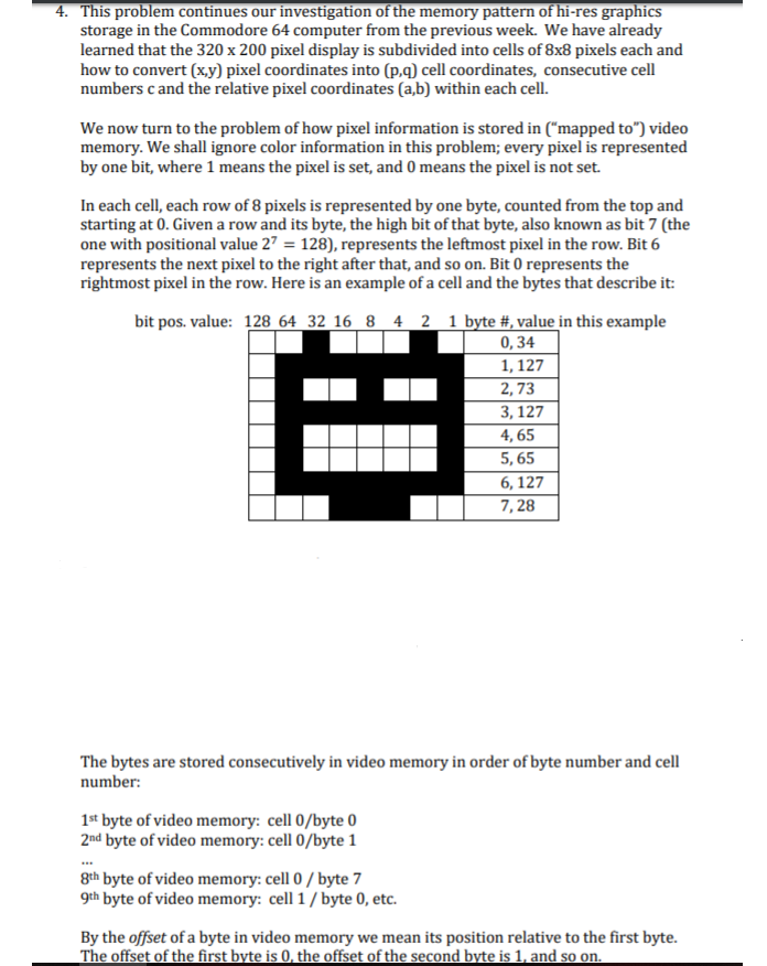 a) Write a formula that gives the offset for the byte