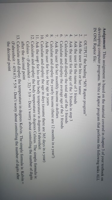  Assignment: This assignment is based on the material covered in chapter