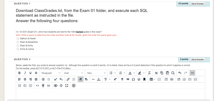 CREATE TABLE ClassGrade ( Username VARCHAR(20), E01 INT, E02 INT, E03 INT,