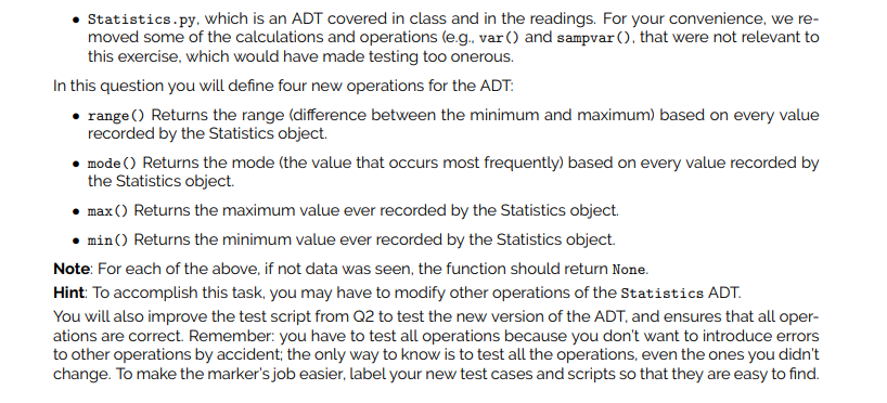 In python. We are given the ADT already, but we need to