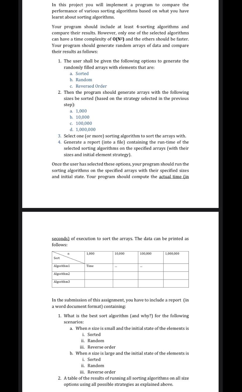 in java please In this project you will implement a program to