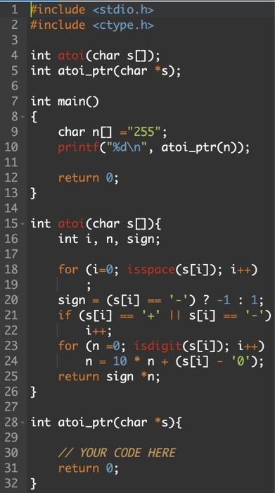 itoa() strindex() Please write separate codes for all four with spaces in