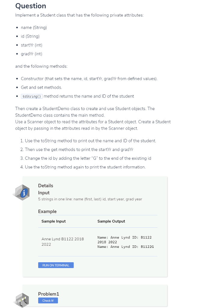  Question Implement a Student class that has the following private attributes: