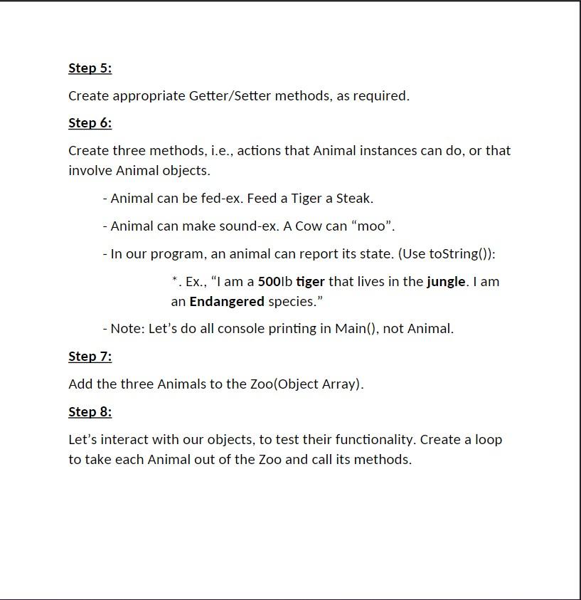 four properties: 1. Species -ex. Lion, cow or anything else. 2. Max