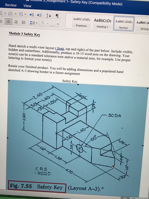  Hand sketch a multi-view layout ( front, top and right) of