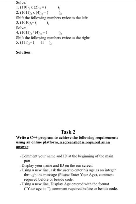  please help me in task 1 and 2. Solve: 1. (110),