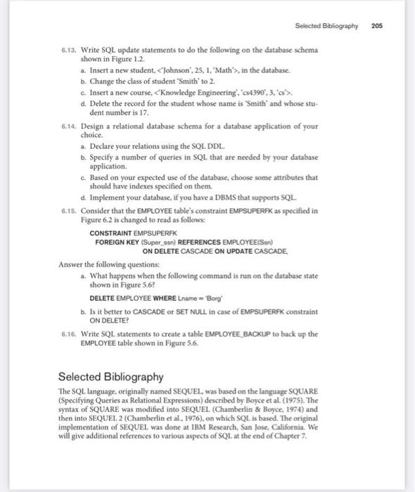  Selected Bibliography 205 6.13. Write SQL update statements to do the