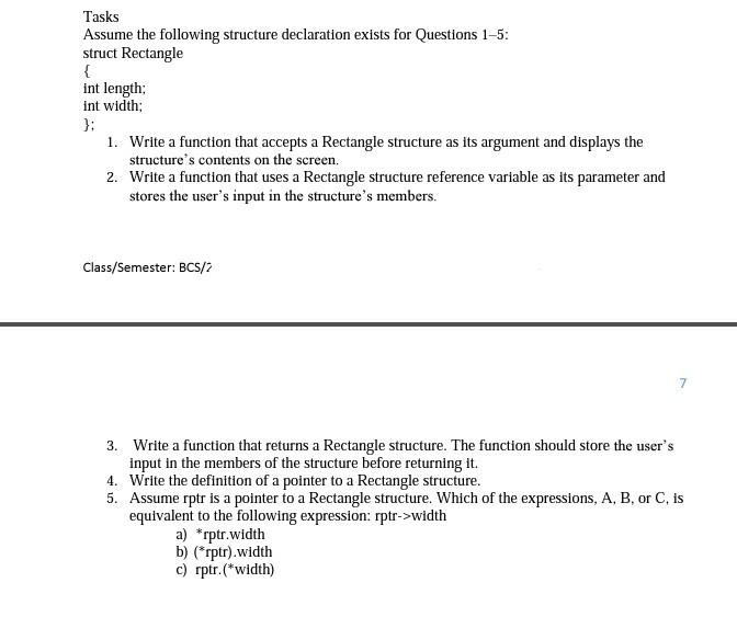  C++ program Tasks Assume the following structure declaration exists for Questions