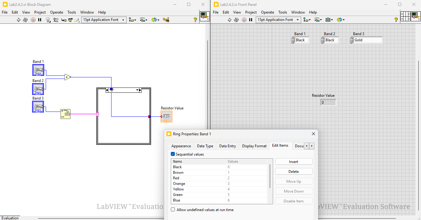  Hey, I have created a LabVIEW program that represents the resistor's