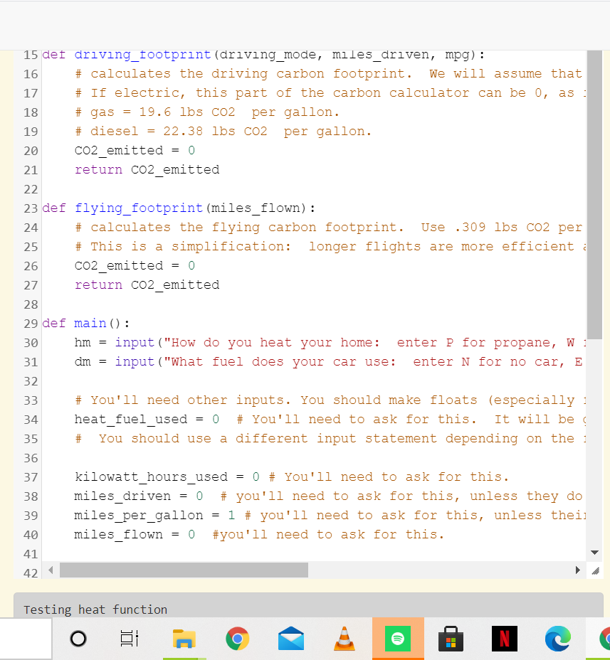 the year. You should have a different function for each component of